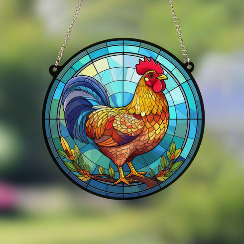 Cockerel Stained Glass Effect Suncatcher